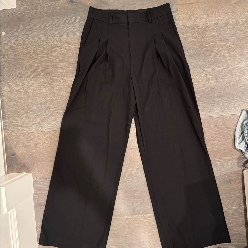 Zara Black Dress Pants High-Waisted Wide-Leg
